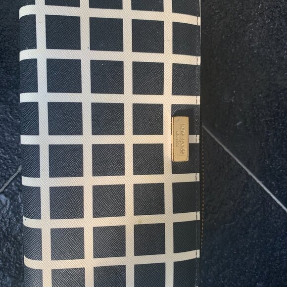 Kate Spade NY, Stacy Laurel Way Printed Check Wallet, Plaid Snap Black Cream - Picture 3 of 7